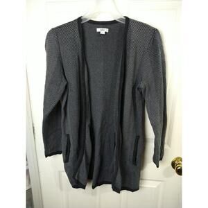 Croft Barrow Woman S Duster Grey Black Pocket Long Sleeve